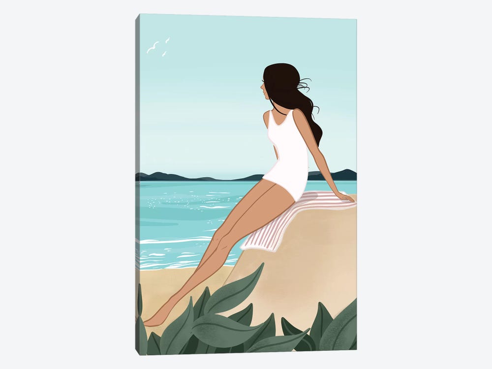 Seaside Daydream, Light-Skinned, Black Hair by Sabina Fenn 1-piece Canvas Artwork