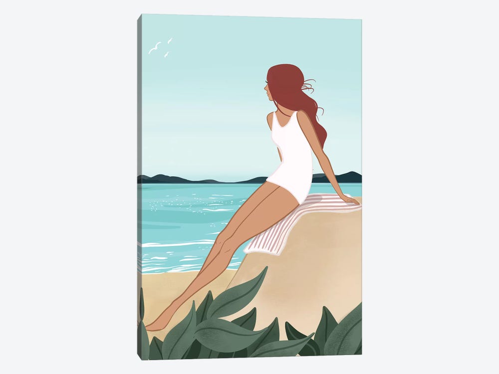 Seaside Daydream, Light-Skinned, Red Hair by Sabina Fenn 1-piece Canvas Print