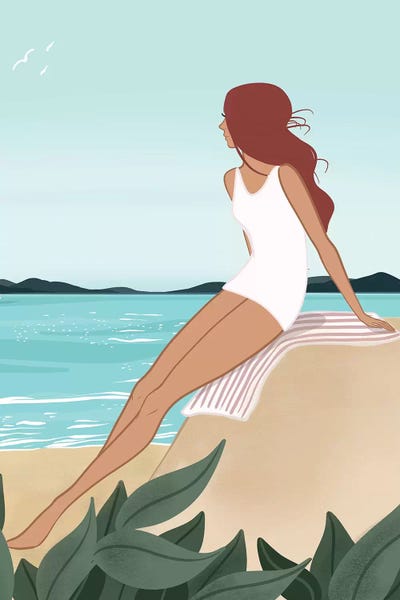 Women's Swimsuits: Seaside Daydream, Light-Skinned, Red Hair by Sabina Fenn