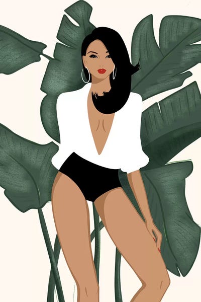 Summer Chic, Light-Skinned, Black Hair by Sabina Fenn framed wall art