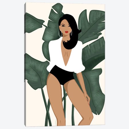 Summer Chic, Light-Skinned, Black Hair Canvas Print #SAF89} by Sabina Fenn Canvas Wall Art