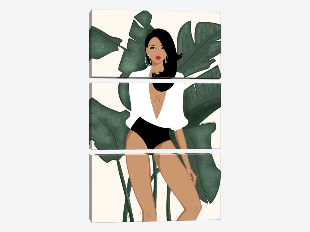 Summer Chic, Light-Skinned, Black Hair by Sabina Fenn 3-piece Canvas Art Print