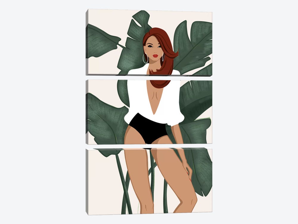 Summer Chic, Light-Skinned, Red Hair by Sabina Fenn 3-piece Canvas Print