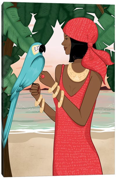 Tropical Daydream Canvas Art Print - Parrot Art