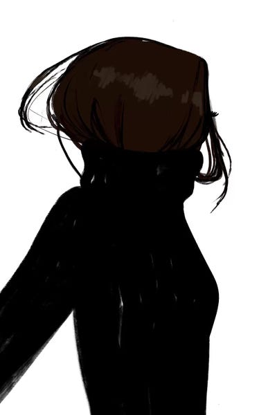 Turtleneck Messy Black Hair by Sabina Fenn acrylic art print