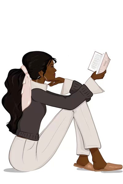 Women's Pants: Bookworm Chic, Dark-Skinned, Black Hair by Sabina Fenn