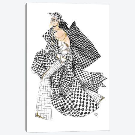 Monochrome Chanel Pattern Canvas Print #SAH24} by Samuel Harrison Canvas Art Print