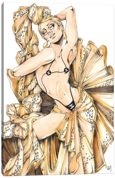 Cheetah Bikini Canvas Art Print - Women's Swimsuit & Bikini Art