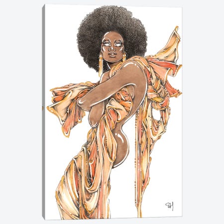 Afro Queen Canvas Print #SAH66} by Samuel Harrison Canvas Art Print