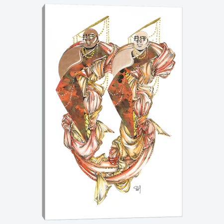 Darling Duo In Orange Canvas Print #SAH7} by Samuel Harrison Canvas Artwork