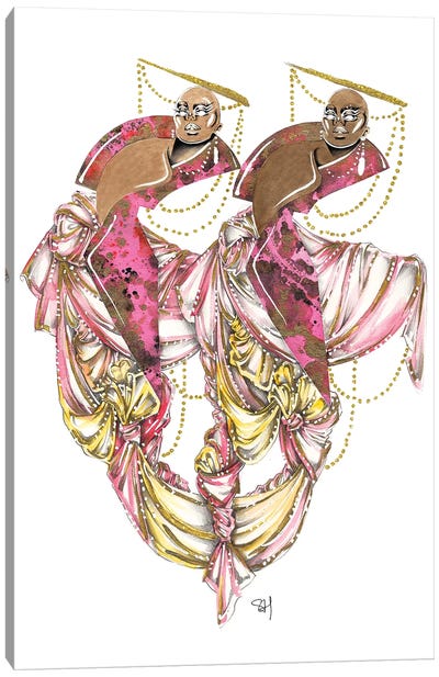 Darling Duo In Pink Canvas Art Print - Samuel Harrison