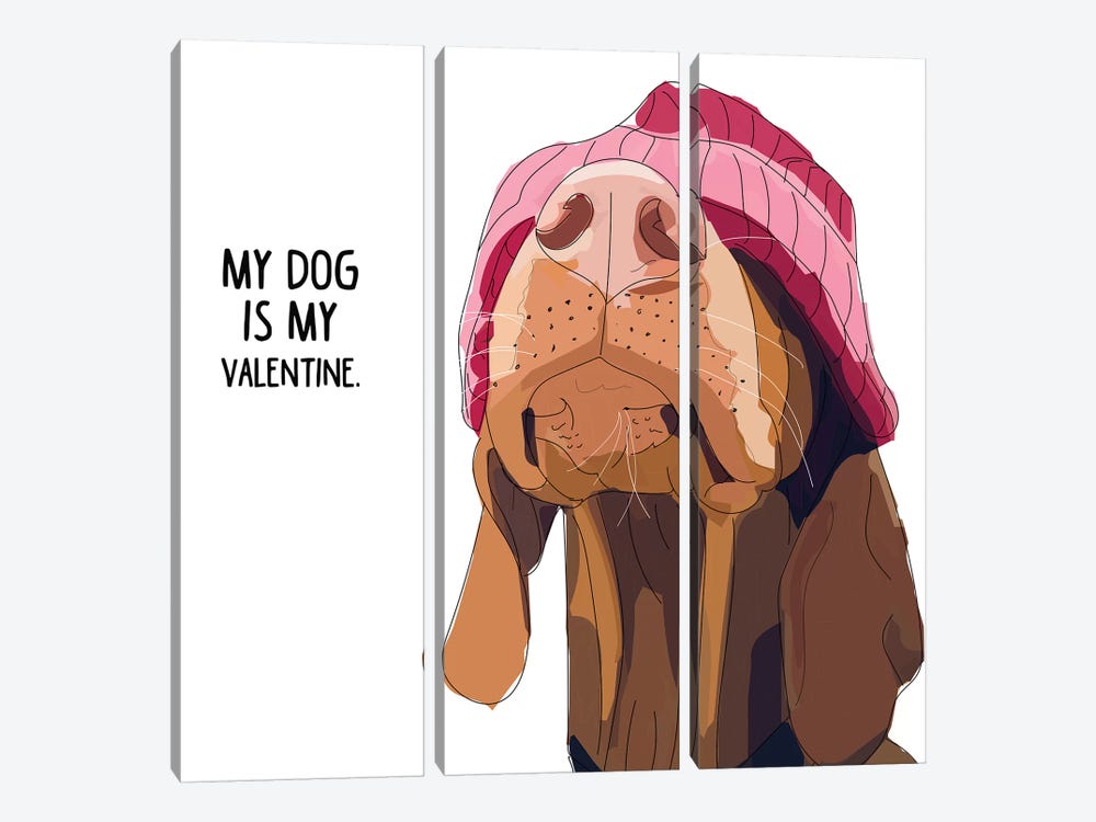Valentine Vizsla by Sketch and Paws 3-piece Canvas Wall Art