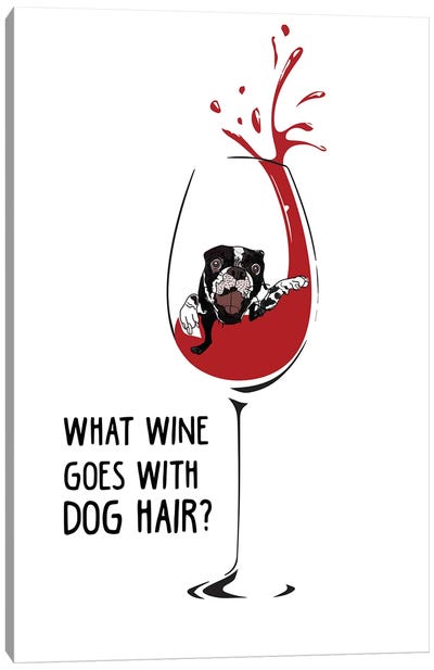 Wine Dog Hair Canvas Art Print - Sketch and Paws
