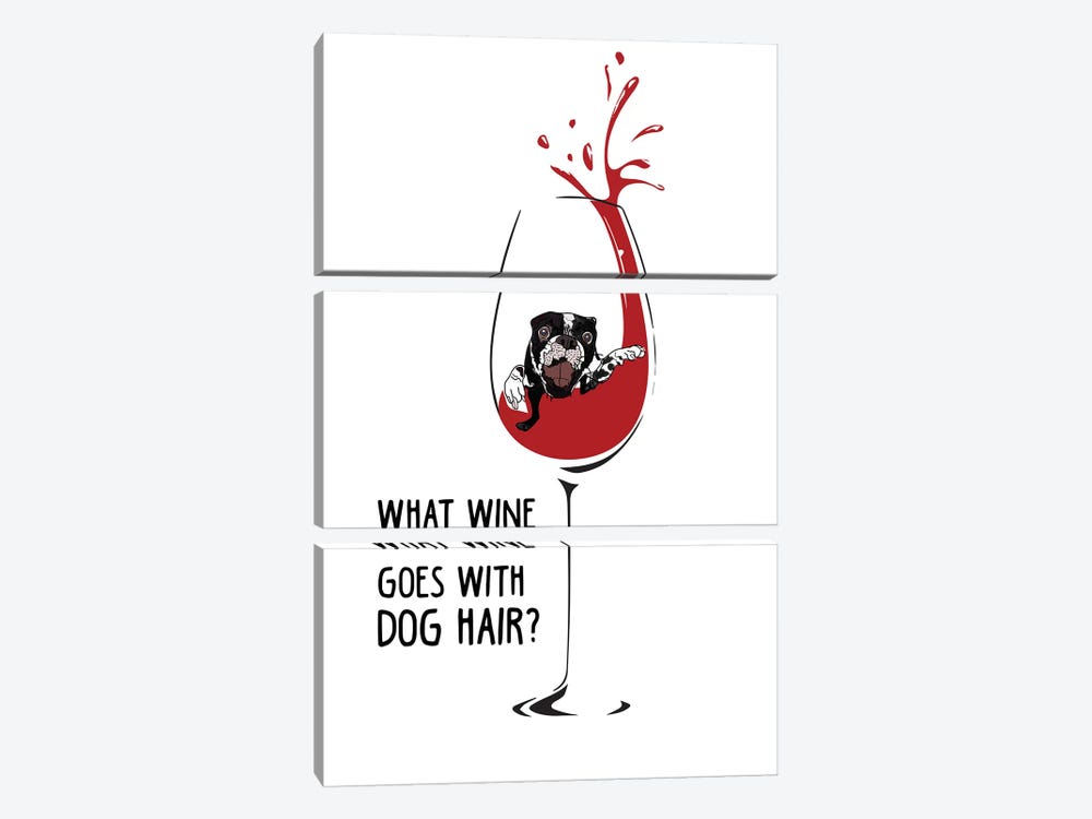 Wine Dog Hair by Sketch and Paws 3-piece Canvas Art
