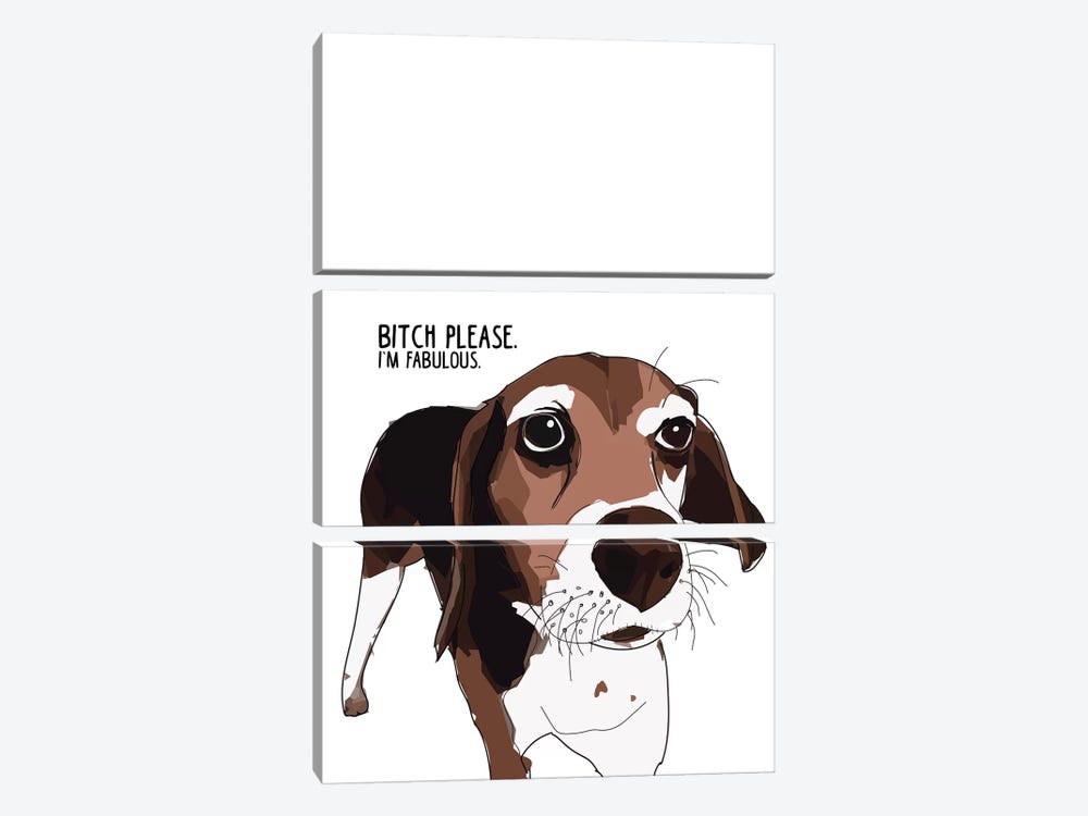 Bitch Please Beagle by Sketch and Paws 3-piece Canvas Wall Art
