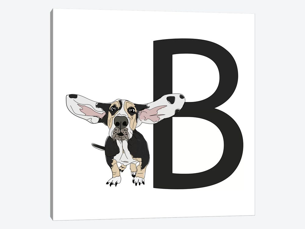B Is For Basset Hound by Sketch and Paws 1-piece Canvas Artwork