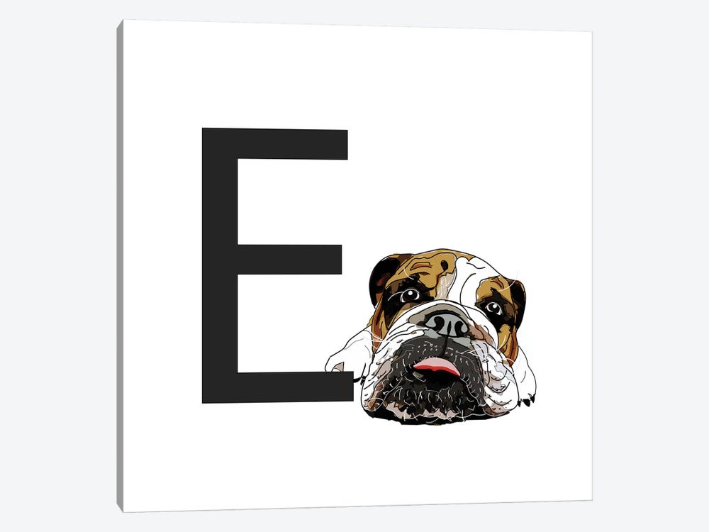 E Is For English Bulldog by Sketch and Paws 1-piece Canvas Print