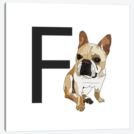 F Is For French Bulldog Canvas Print #SAP115} by Sketch and Paws Canvas Wall Art