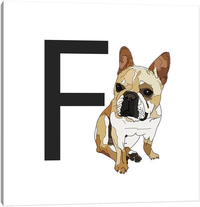 F Is For French Bulldog Canvas Art Print - Sketch and Paws