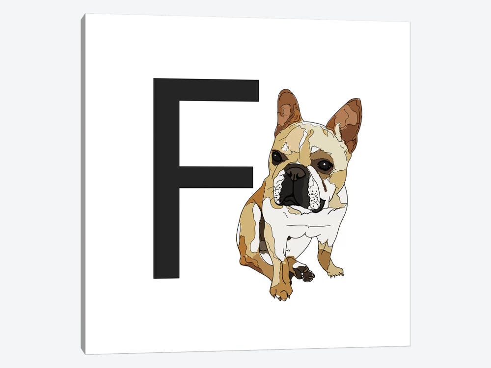 F Is For French Bulldog by Sketch and Paws 1-piece Canvas Artwork