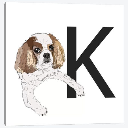 K Is For King Charles Cavalier Canvas Print #SAP120} by Sketch and Paws Canvas Artwork