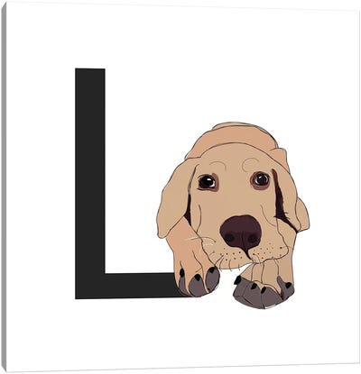 L Is For Labrador Canvas Art Print - Labrador Retriever Art