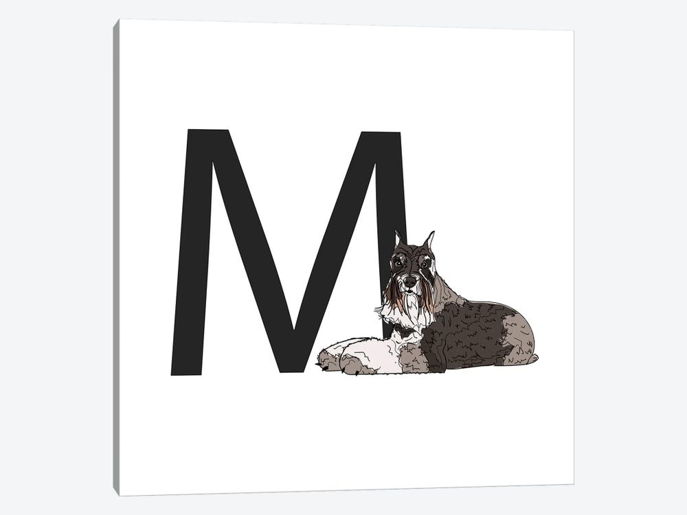 M Is For Miniature Schnauzer by Sketch and Paws 1-piece Canvas Artwork