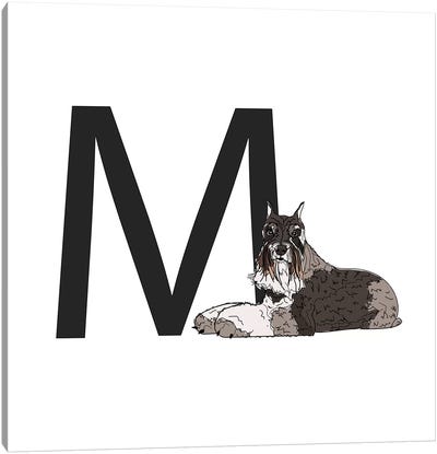 M Is For Miniature Schnauzer Canvas Art Print - Letter M