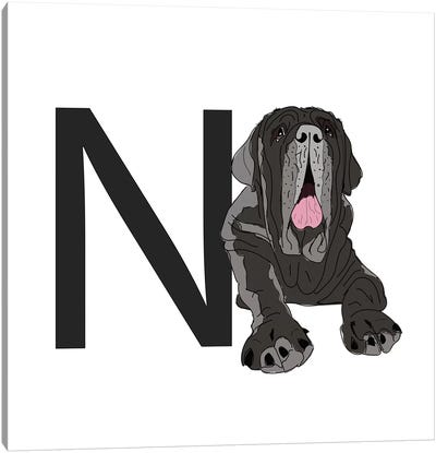 N Is For Neapolitan Mastiff Canvas Art Print - Letter N