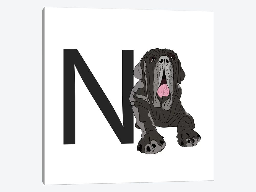 N Is For Neapolitan Mastiff by Sketch and Paws 1-piece Art Print