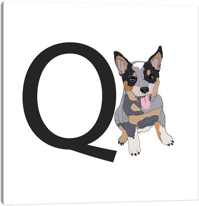 Q Is For Queensland Heeler Canvas Art Print - Australian Cattle Dog Art