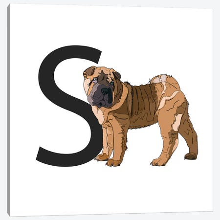 S Is For Shar Pei Canvas Print #SAP128} by Sketch and Paws Canvas Wall Art