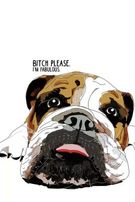 Bitch Please English Bulldog Canvas Print by Sketch and Paws | iCanvas