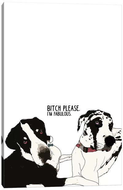 Bitch Please Great Danes Canvas Art Print - Sketch and Paws