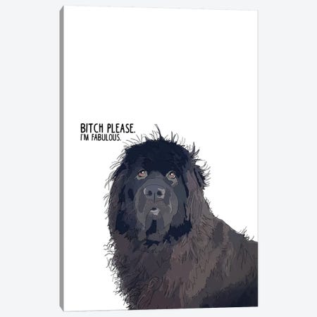 Bitch Please Newfie Canvas Print #SAP15} by Sketch and Paws Canvas Wall Art