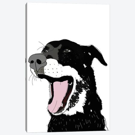 Black Lab Yelling Canvas Print #SAP18} by Sketch and Paws Canvas Print