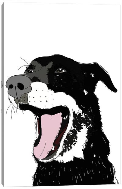 Black Lab Yelling Canvas Art Print - Sketch and Paws