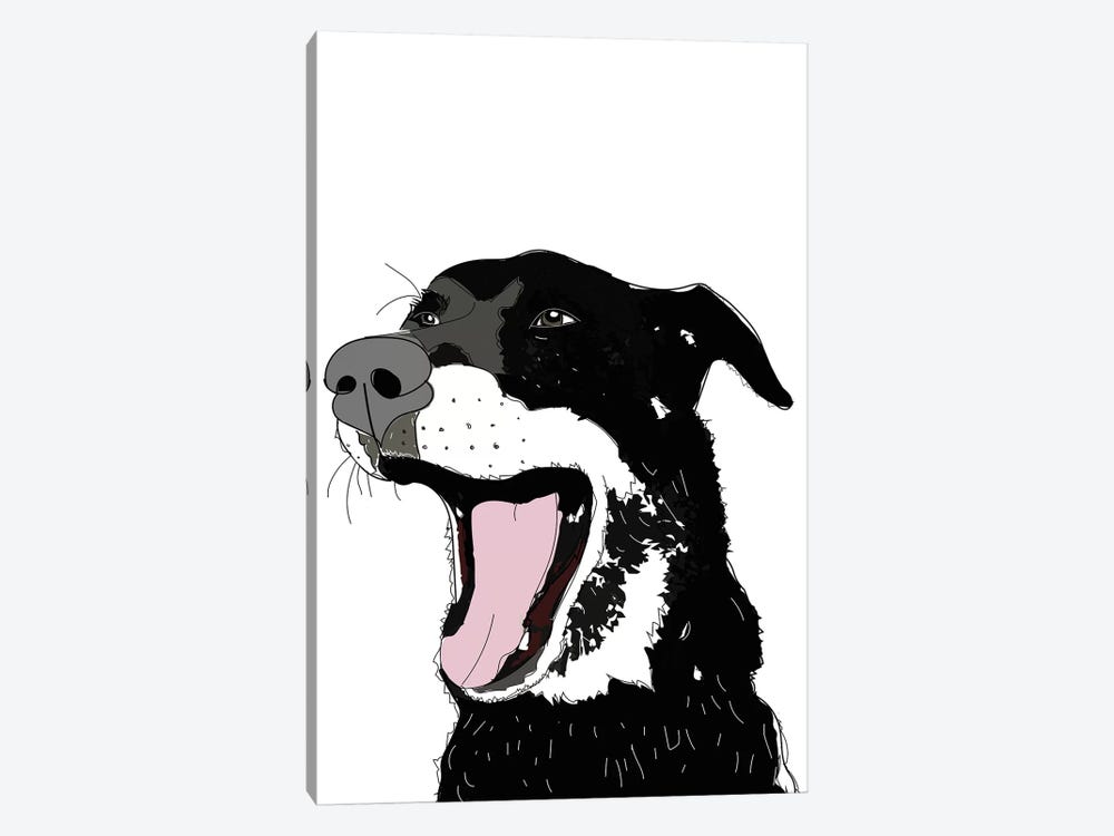 Black Lab Yelling by Sketch and Paws 1-piece Canvas Artwork