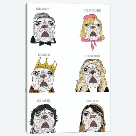 Celebrity English Bulldogs Canvas Print #SAP24} by Sketch and Paws Canvas Print