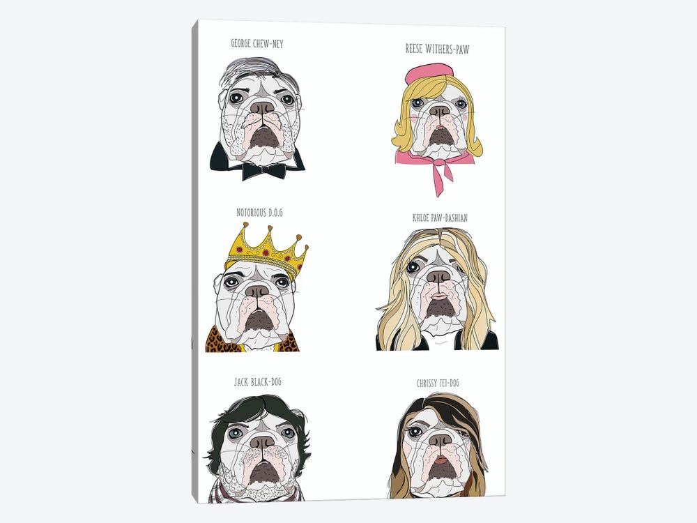 Celebrity English Bulldogs by Sketch and Paws 1-piece Art Print