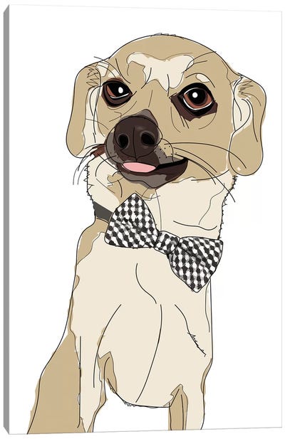 Chihuahua With Bowtie Canvas Art Print - Sketch and Paws