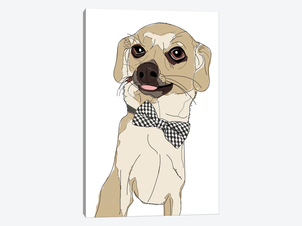 Chihuahua With Bowtie by Sketch and Paws 1-piece Canvas Wall Art