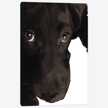 Chocolate Lab Puppy Canvas Print #SAP27} by Sketch and Paws Art Print