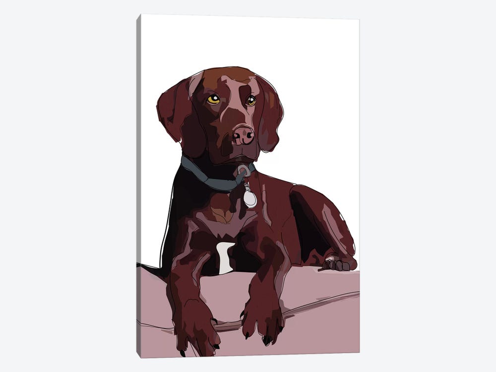 Chocolate Lab by Sketch and Paws 1-piece Canvas Art Print