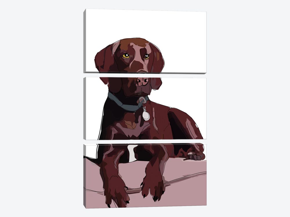 Chocolate Lab by Sketch and Paws 3-piece Canvas Print