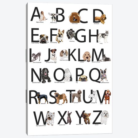 Dog Breed Abcs Canvas Print #SAP38} by Sketch and Paws Art Print