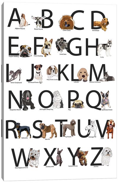 Dog Breed Abcs Canvas Art Print - Sketch and Paws