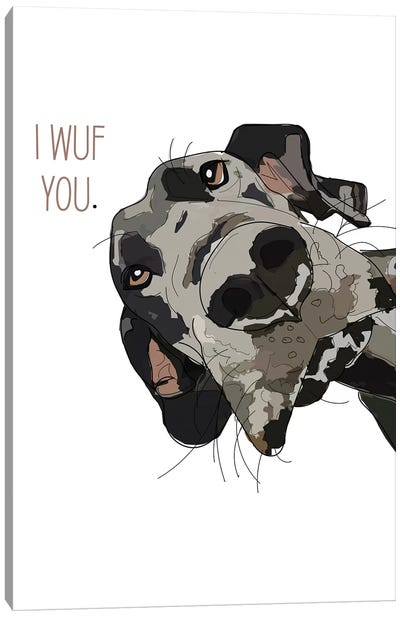 Dog Love Canvas Art Print - Great Dane Art