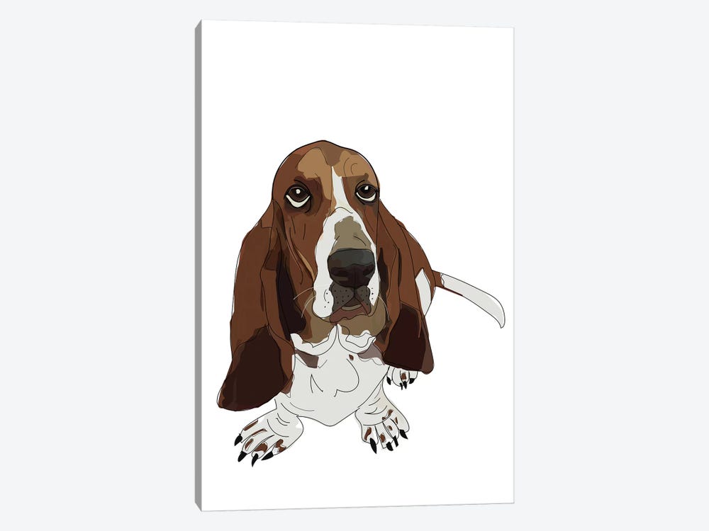 Basset Hound by Sketch and Paws 1-piece Canvas Art Print
