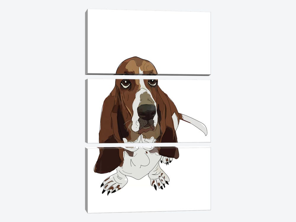Basset Hound by Sketch and Paws 3-piece Art Print